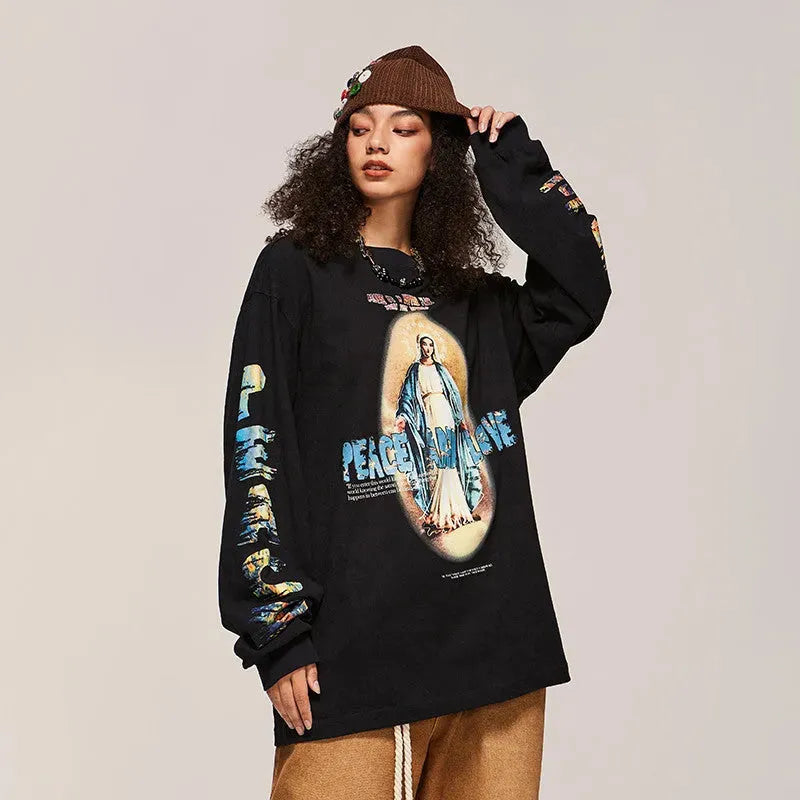 High Street Vintage Print Design Spring New Round Neck Sweater - Bellarte Enchanté High Street Vintage Print Design Spring New Round Neck Sweater